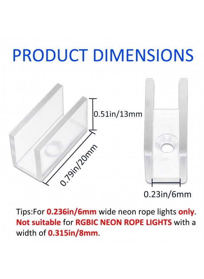 Lucienstar Neon Rope Light Mounting Brackets, 100PCS Neon Lights Install Fixing Clips Accessories for 6x12mm Silicone LED Neon Flex Strip Lighting, Neon Signs DIY(100 Screws, 100 Clips) - Image 1